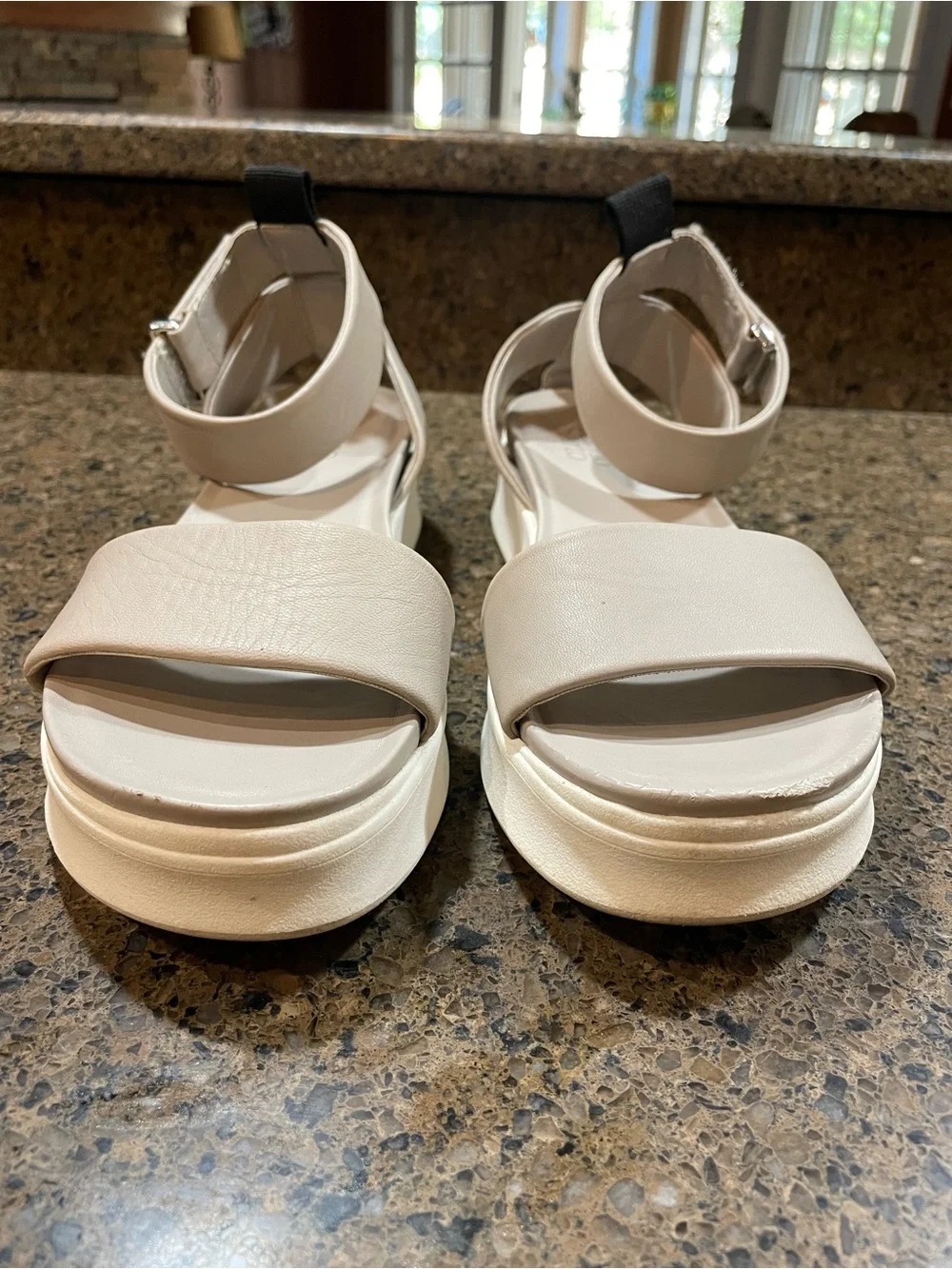 Wear w Anything! Franco Sarto Emmett Platform Sandal White Gray Sz 9 Velcro